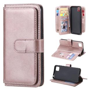 For Huawei Y5P / 9S Multifunctional Magnetic Copper Buckle Horizontal Flip Solid Color Leather Case with 10 Card Slots & Wallet & Holder & Photo Frame(Rose Gold)