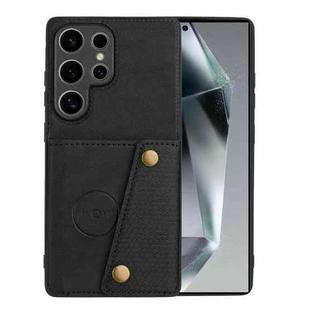 For Samsung Galaxy S25 Ultra 5G Double Buckle Card Slots Magnetic Phone Case(Black)