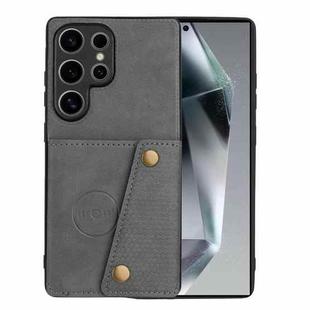 For Samsung Galaxy S25 Ultra 5G Double Buckle Card Slots Magnetic Phone Case(Grey)