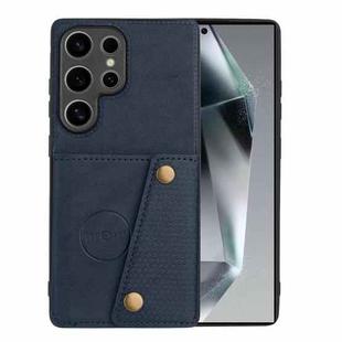 For Samsung Galaxy S25 Ultra 5G Double Buckle Card Slots Magnetic Phone Case(Blue)