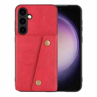 For Samsung Galaxy S25 5G Double Buckle Card Slots Magnetic Phone Case(Red)