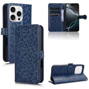 For iPhone 16 Pro Max Honeycomb Dot Texture Leather Phone Case(Blue)