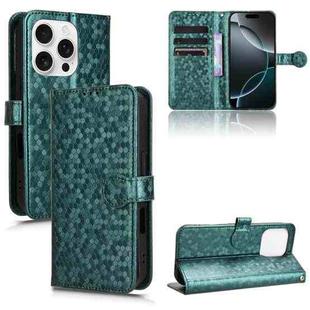 For iPhone 16 Pro Max Honeycomb Dot Texture Leather Phone Case(Green)