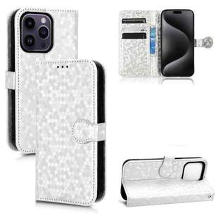 For iPhone 15 Pro Max Honeycomb Dot Texture Leather Phone Case(Silver)