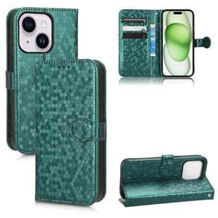 For iPhone 15 Plus Honeycomb Dot Texture Leather Phone Case(Green)