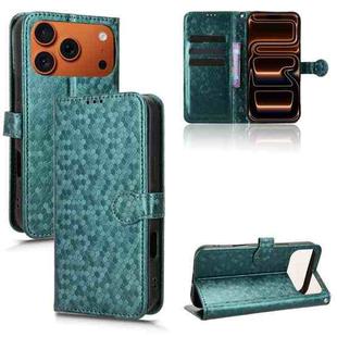 For iPhone 17 Pro Max Honeycomb Dot Texture Leather Phone Case(Green)