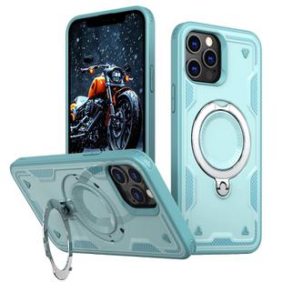 For iPhone 12 Pro Max PC Hybrid TPU Armor MagSafe Holder Phone Case(Light Blue)