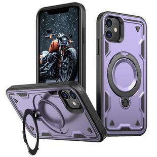 For iPhone 11 PC Hybrid TPU Armor MagSafe Holder Phone Case(Purple)