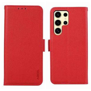 For Samsung Galaxy S25 Ultra ABEEL Side-Magnetic Litchi Pattern Leather RFID Phone Case(Red)