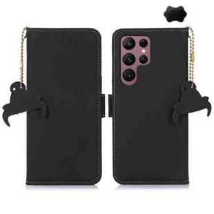 For Samsung Galaxy S25 Ultra Genuine Leather Magnetic RFID Leather Phone Case(Black)
