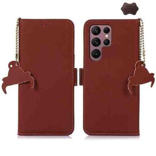 For Samsung Galaxy S25 Ultra Genuine Leather Magnetic RFID Leather Phone Case(Coffee)