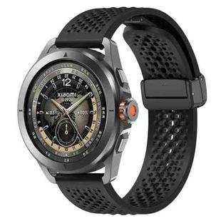 For Xiaomi Watch S4 Sport Folding Magnetic Buckle Silicone Watch Band(Black)