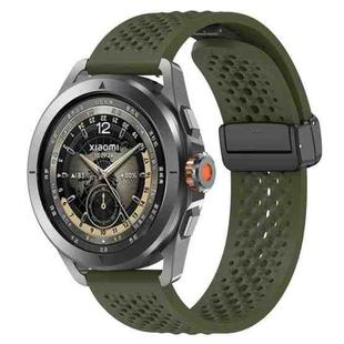 For Xiaomi Watch S4 Sport Folding Magnetic Buckle Silicone Watch Band(Army Green)