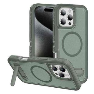 For iPhone 16 Pro Guard MagSafe Holder Matte PC Hybrid TPU Phone Case(Green)