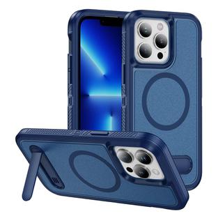 For iPhone 13 Pro Max Guard MagSafe Holder Matte PC Hybrid TPU Phone Case(Royal Blue)