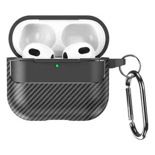 For AirPods 4 Carbon Fiber Texture Bluetooth Earphone Protective Case(Black)