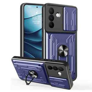 For Samsung Galaxy A56 5G Sliding Camshield TPU+PC Phone Case with Card Slot(Blue)