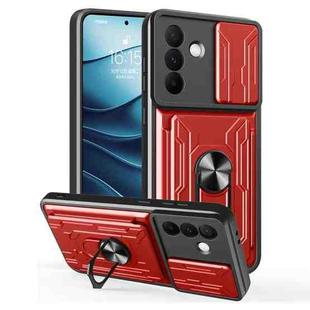 For Samsung Galaxy A56 5G Sliding Camshield TPU+PC Phone Case with Card Slot(Red)
