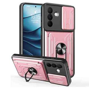 For Samsung Galaxy A56 5G Sliding Camshield TPU+PC Phone Case with Card Slot(Rose Gold)