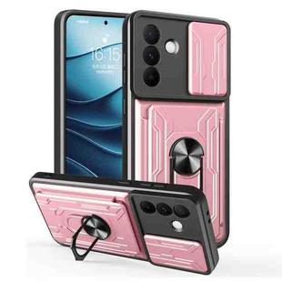 For Samsung Galaxy A36 5G Sliding Camshield TPU+PC Phone Case with Card Slot(Rose Gold)