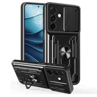 For Samsung Galaxy A26 5G Sliding Camshield TPU+PC Phone Case with Card Slot(Black)