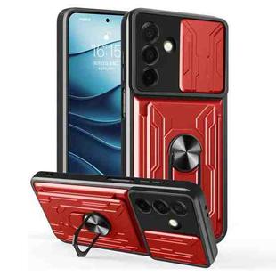 For Samsung Galaxy A26 5G Sliding Camshield TPU+PC Phone Case with Card Slot(Red)