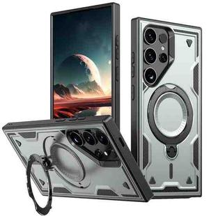 For Samsung Galaxy S25 Ultra 5G PC Hybrid TPU Armor MagSafe Ring Holder Phone Case(Grey)