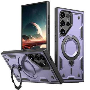 For Samsung Galaxy S25 Ultra 5G PC Hybrid TPU Armor MagSafe Ring Holder Phone Case(Purple)