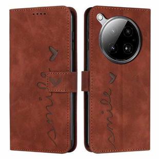 For Infinix Zero 40 4G Skin Feel Heart Embossed Leather Phone Case(Brown)