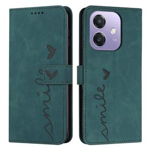 For OPPO A3x 5G Skin Feel Heart Embossed Leather Phone Case(Green)