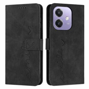 For OPPO A3x 5G Skin Feel Heart Embossed Leather Phone Case(Black)