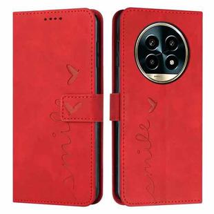 For Realme 13 Pro+ 5G Global Skin Feel Heart Embossed Leather Phone Case(Red)