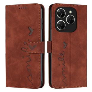 For Tecno Spark 20 Pro 5G Skin Feel Heart Embossed Leather Phone Case(Brown)