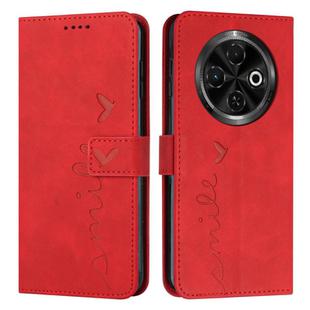 For Tecno Spark 30C Skin Feel Heart Embossed Leather Phone Case(Red)