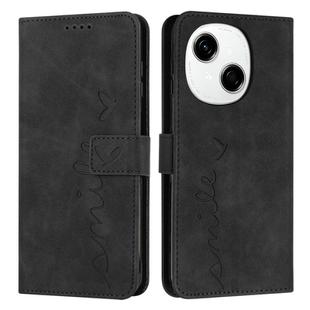 For Tecno Spark Go 1 Skin Feel Heart Embossed Leather Phone Case(Black)