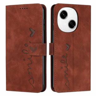 For Tecno Spark Go 1 Skin Feel Heart Embossed Leather Phone Case(Brown)