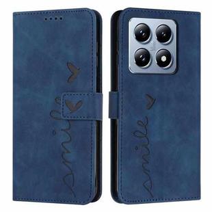 For Xiaomi 14T Pro Skin Feel Heart Embossed Leather Phone Case(Blue)