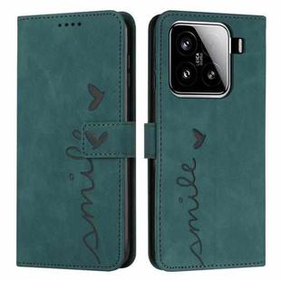 For Xiaomi 15 Skin Feel Heart Embossed Leather Phone Case(Green)