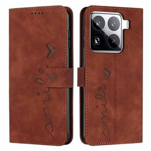For Xiaomi 15 Pro Skin Feel Heart Embossed Leather Phone Case(Brown)
