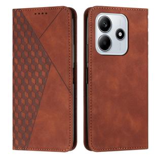 For Redmi Note 14 5G Diamond Splicing Skin Feel Magnetic Leather Phone Case(Brown)