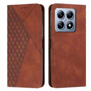 For Xiaomi 14T Diamond Splicing Skin Feel Magnetic Leather Phone Case(Brown)