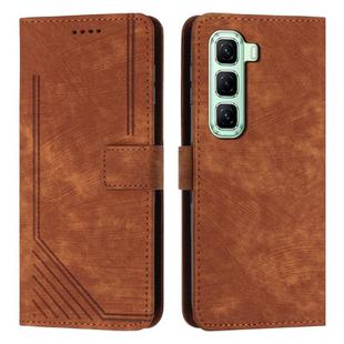 For Infinix Hot 50 4G Skin Feel Stripe Pattern Leather Phone Case(Brown)