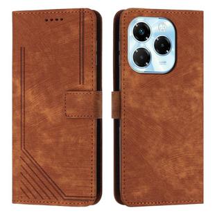 For Infinix Note 40X 5G Skin Feel Stripe Pattern Leather Phone Case(Brown)