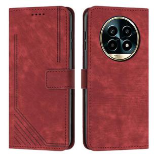 For Realme 13 Pro+ 5G Global Skin Feel Stripe Pattern Leather Phone Case(Red)