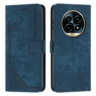 For Realme 13 Pro+ 5G Global Skin Feel Stripe Pattern Leather Phone Case(Blue)