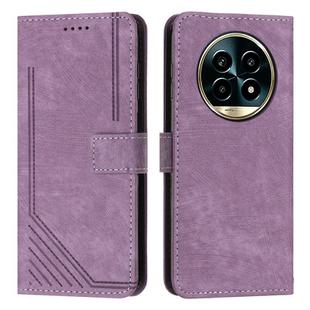 For Realme 13 Pro+ 5G Global Skin Feel Stripe Pattern Leather Phone Case(Purple)