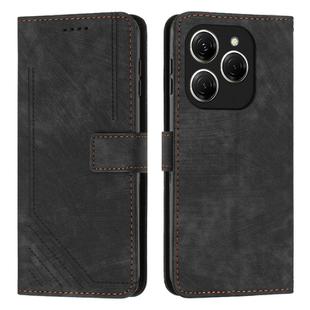 For Tecno Spark 20 Pro 5G Skin Feel Stripe Pattern Leather Phone Case(Black)