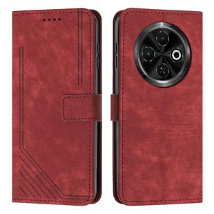 For Tecno Spark 30C Skin Feel Stripe Pattern Leather Phone Case(Red)