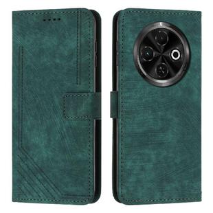 For Tecno Spark 30C Skin Feel Stripe Pattern Leather Phone Case(Green)