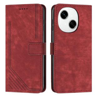 For Tecno Spark Go 1 Skin Feel Stripe Pattern Leather Phone Case(Red)